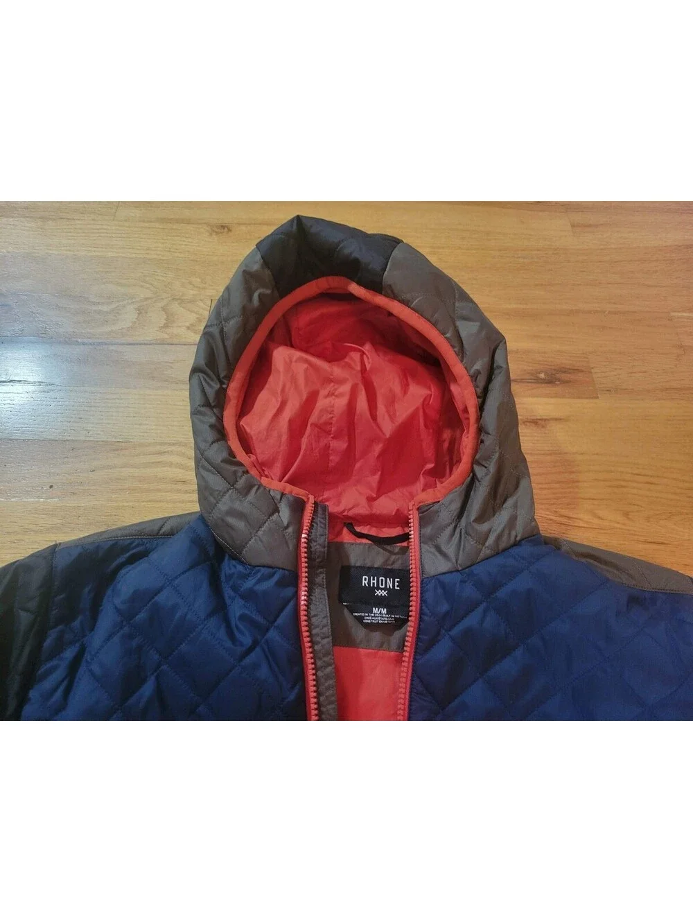 Rhone Jacket Mens Medium Multicolor Hooded Quilted Puffer Full Zip Outdoor